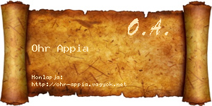 Ohr Appia névjegykártya